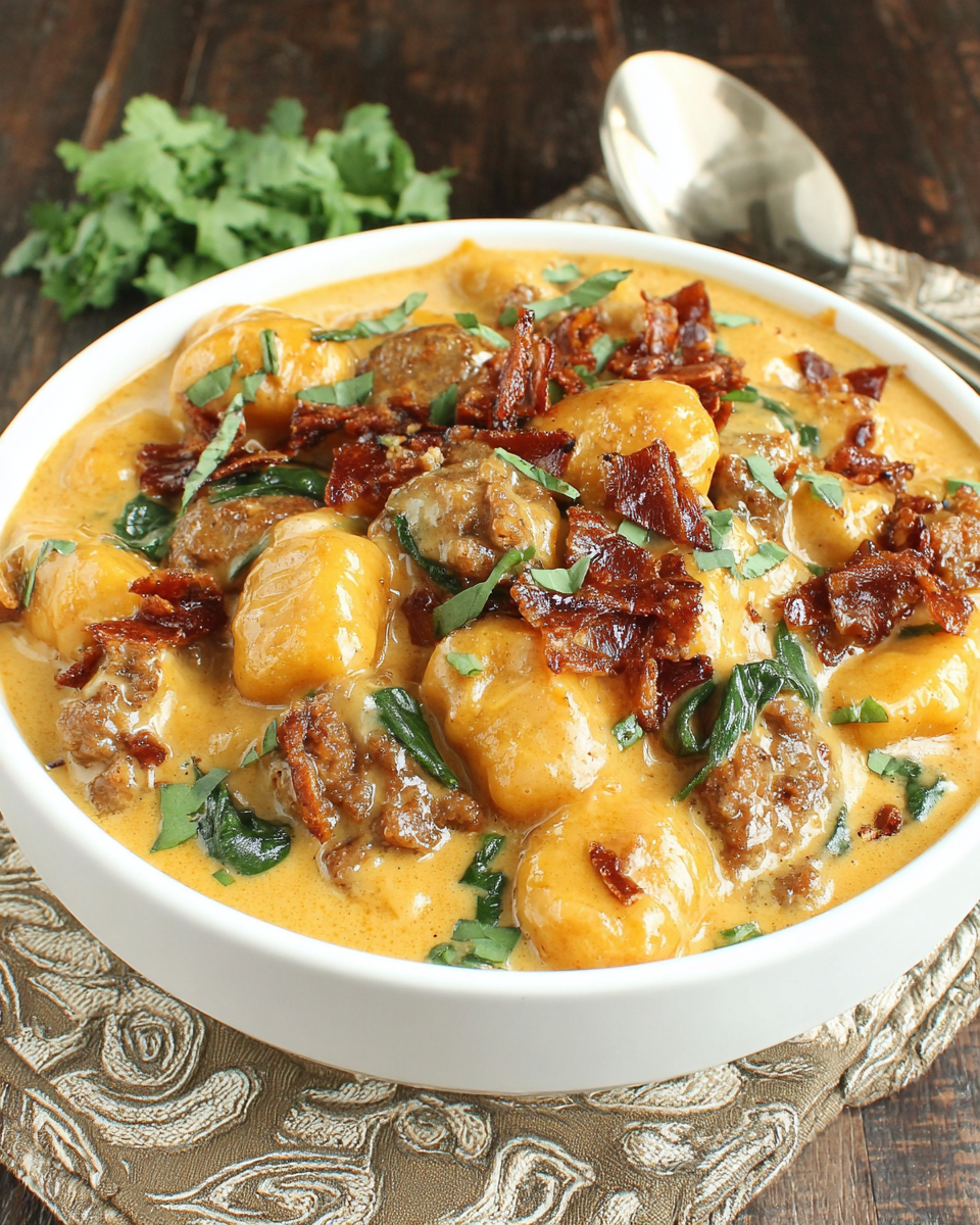 Cremige Butternut-Kürbis-Gnocchi mit Wurst Rezept