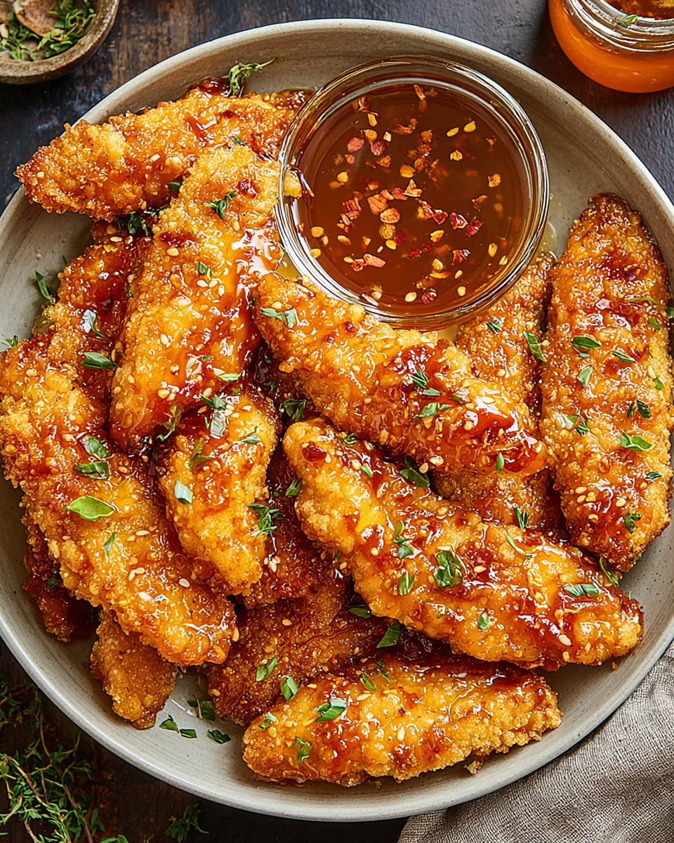 Scharf-Honig-Hähnchenstreifen Rezept