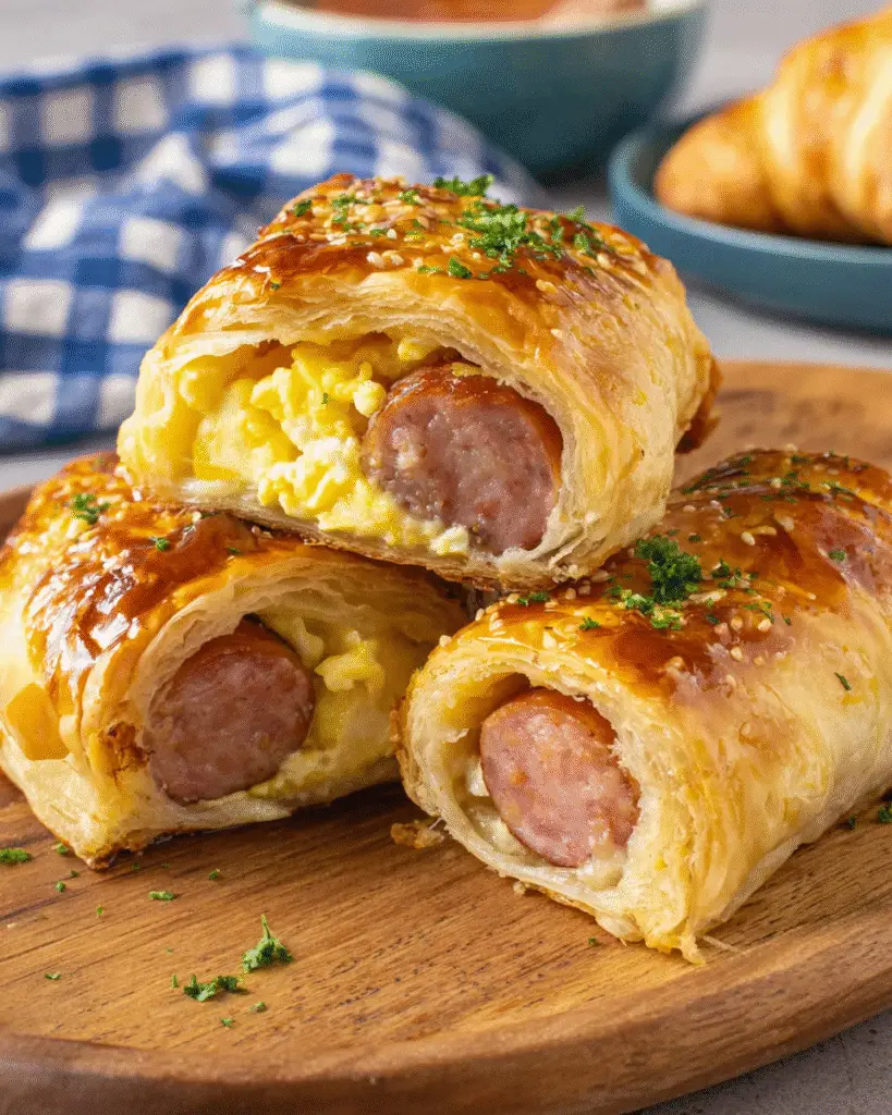 Würstchen-Ei-Frühstücks-Roll-Ups Rezept