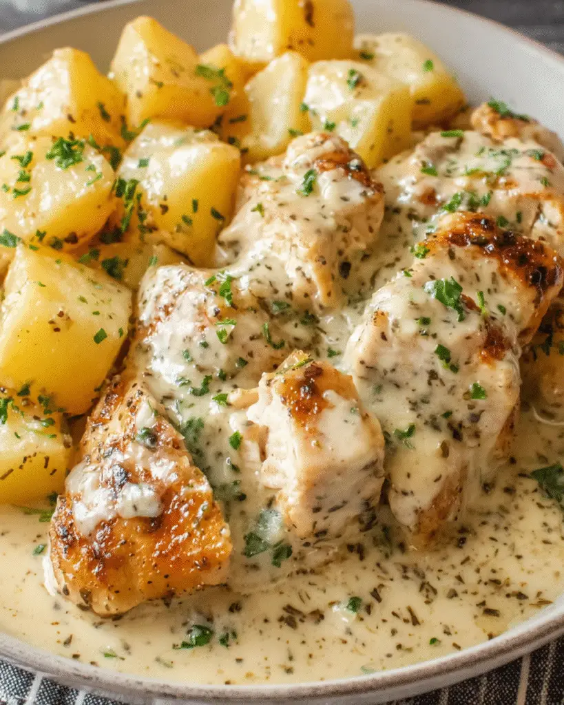 Knoblauch-Parmesan-Crockpot-Hähnchen mit Kartoffeln Rezept