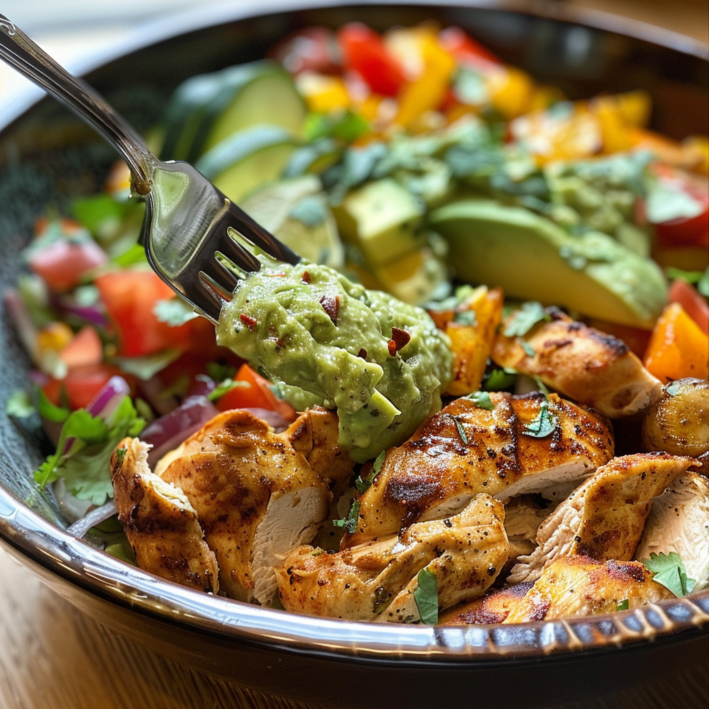 fresh ingredients for Blitzschnelle HäHnchen-Fajita-Bowls Mit Avocado-Creme Unter 25 Minuten FüR Gesunde FeierabendküChe