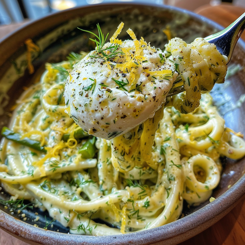 fresh ingredients for Extra Cremige One-Pot-Spargel-Zitronen-Pasta Mit Burrata – Einfaches Vegetarisches FrüHlings-Abendessen Unter 30 Minuten