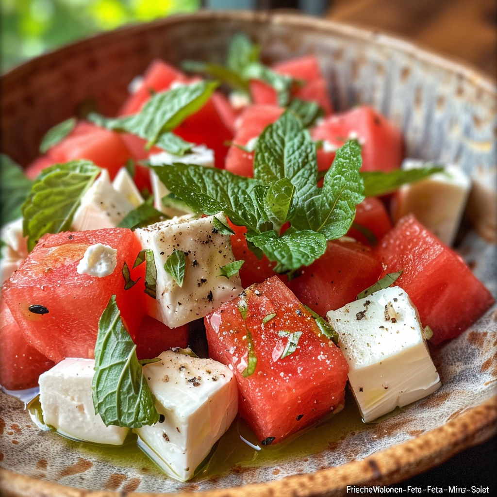 how to make Frischer Wassermelonen-Feta-Minz-Salat Mit Limetten-Dressing – Perfekt FüR HeißE Sommertage Und Grillabende step by step