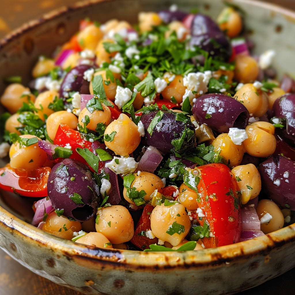 how to make Gesunder Mediterraner Kichererbsen-Salat Mit GeröSteten Paprika Und Oliven – Proteinreich Und Glutenfrei step by step