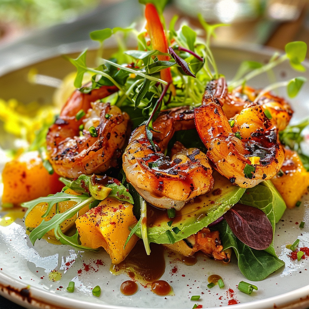 how to make Frischer Mango-Avocado-Salat Mit Chili-Limetten-Dressing Und Gegrillten Garnelen – Perfekt FüR Leichte Sommerabende step by step
