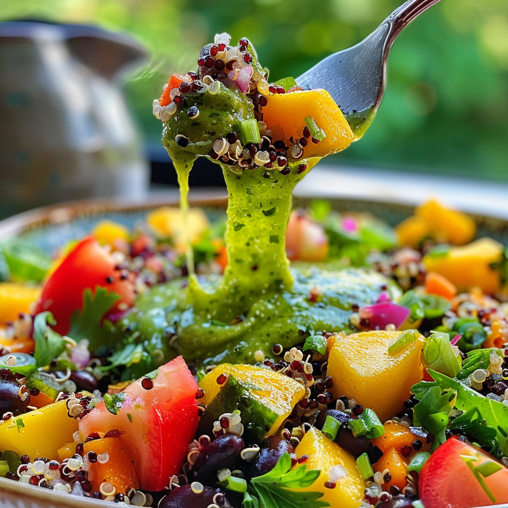 how to make Gesunder Regenbogen-Quinoa-Salat Mit Mango, Schwarzen Bohnen Und Limetten-Koriander-Dressing – Proteinreich Und Glutenfrei FüR Meal Prep step by step
