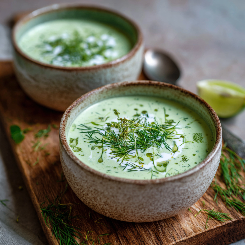 fresh ingredients for Kalte Gurkensuppe Mit Joghurt Und Dill – Die Beste Erfrischung An HeißEn Sommertagen