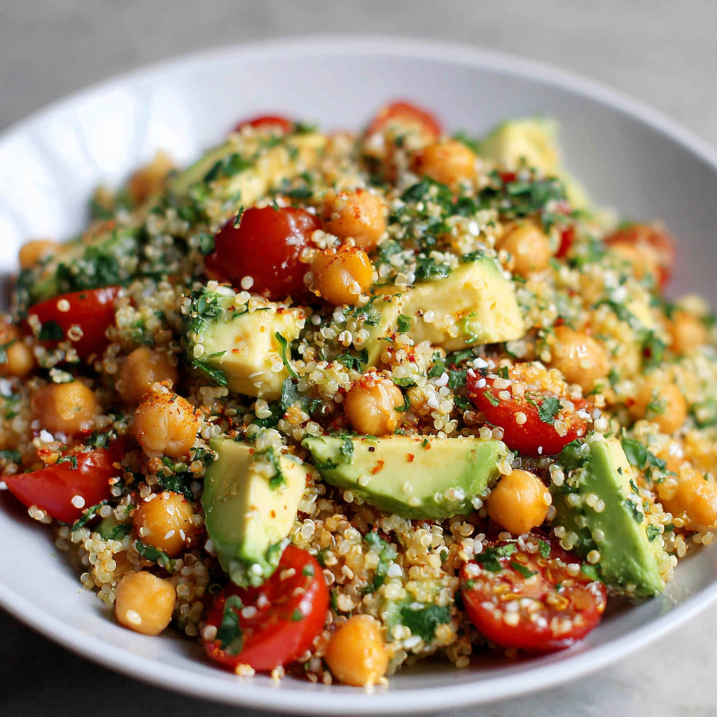 how to make Knackiger Quinoa-Salat Mit Avocado Und Kichererbsen FüR Ein Gesundes Mittagessen Im BüRo step by step