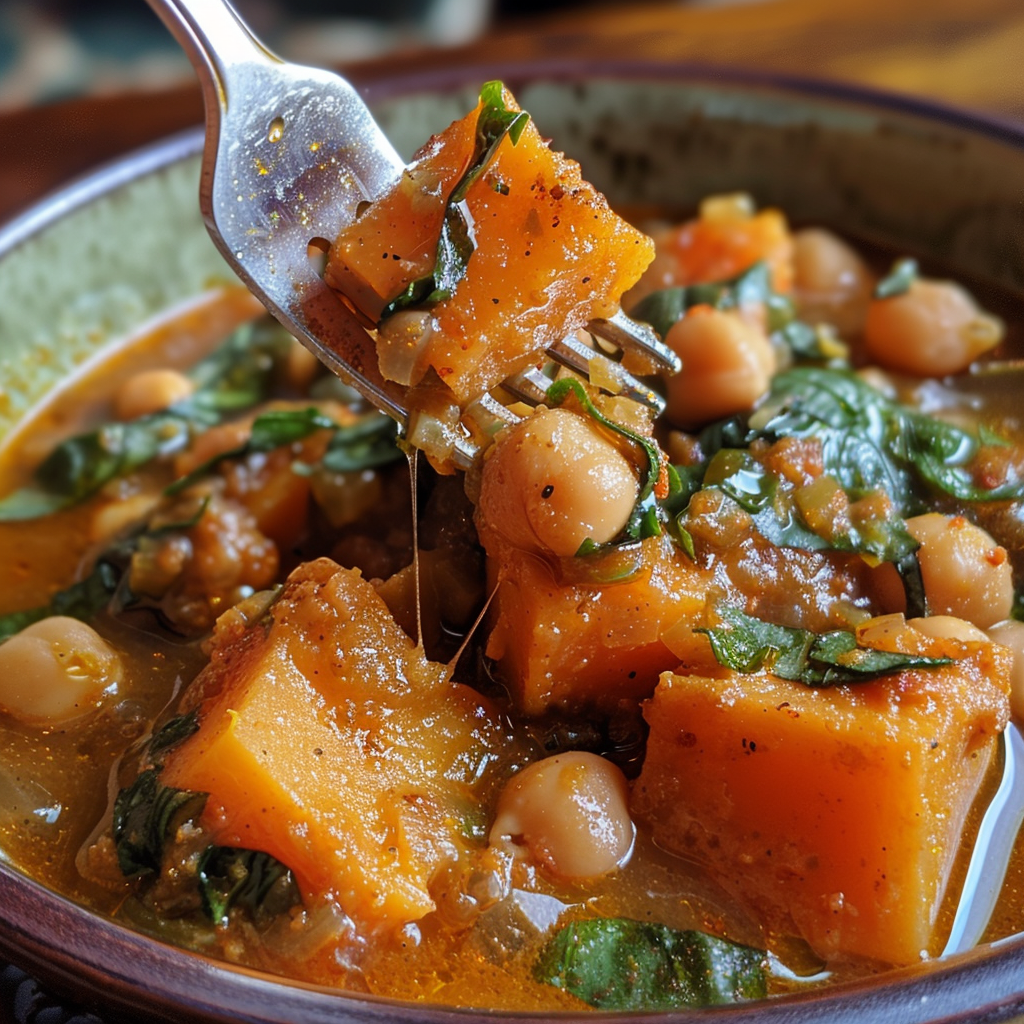 fresh ingredients for WäRmende Marokkanische Kichererbsen-SüßKartoffel-Suppe Mit Harissa Und Koriander – SäTtigend Und Vegan FüR Kalte Abende